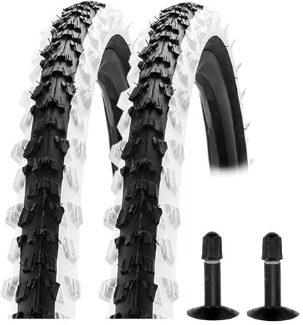 2X Fahrradreifen Set 24 Zoll K-829 schwarz/weiß 24x1.95 50-507 | inkl. 2X Schlauch AV