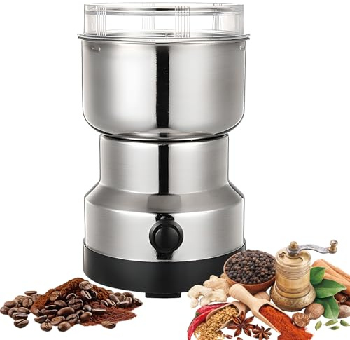 Frullatore Elettrico per Spezie, Macinacaffè in Acciaio Inossidabile da 400 W, Macinacaffè da Cucina Multifunzionale, Macinacaffè Compatto per Chicchi di caffè
