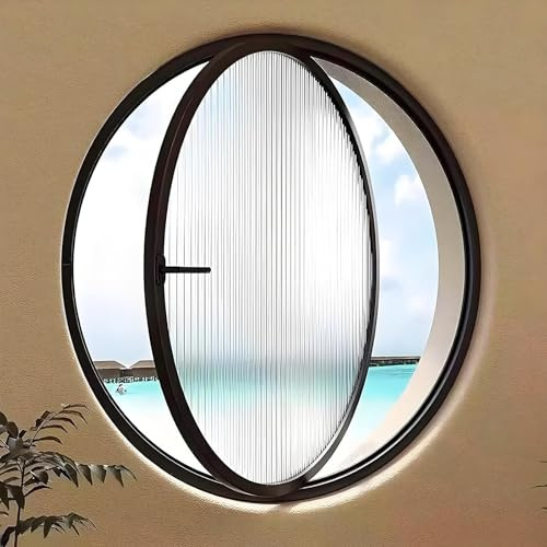 Fenêtre Ronde Pivotante 40, 50, 60, 70, 80, 100 Cm, Cadre En Aluminium, Fenêtre Ronde En Verre Trempé, Fenêtre De Ventilation Pour Maison, Fenêtre De Sous-Sol Pour Mobile Home black-60cm/23.63in