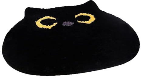 Tappeto a forma di gatto nero, tappeto per camera da letto, 50 x 55 cm, morbido tappeto antiscivolo, zerbino per casa, camera da letto, WC, doccia, pavimento decorativo