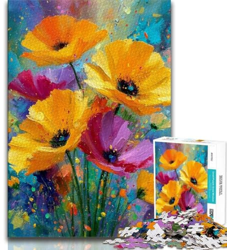 Puzzles pour Adolescents 1000 pièces Peinture de Fleurs dans Un Vase, Jeu Familial, avec pièces entièrement emboîtables de Formes aléatoires pour Les Enfants de 14 Ans et Plus 38x26cm