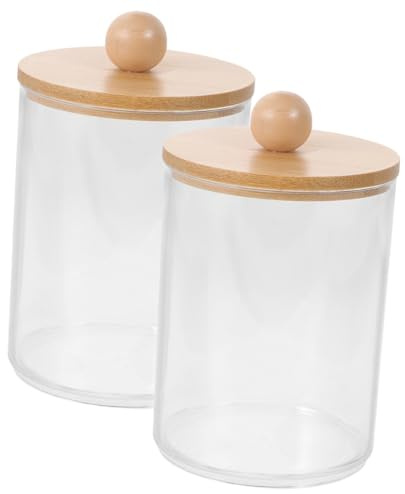 Gogogmee 2 piezas Contenedor Transparente para Hisopos y Discos Desmaquillantes de Unidades Organizador Compacto para Baño y Tocador Almacenamiento Resistente y Portátil