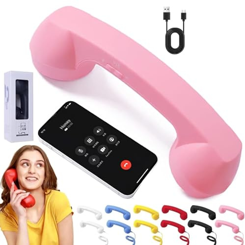 Auricular De Teléfono Retro, con Conector Tipo C Y Bluetooth, Estilo Teléfono Fijo, Adaptador De Teléfono Vintage A Fijo, Compatible con Teléfonos Móviles, con Botón De Respuesta, Micrófono Y Altavoz
