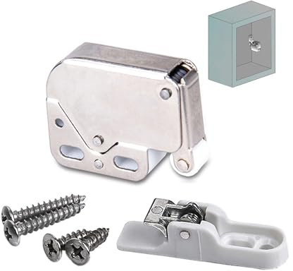 LOOTICH Mini Latch Push to Open Möbel Schnäpper Schrank Federschnäpper Schubladen Druckverschluß Türschnapper für den Möbelbau Stahl Vernickelt Möbelbeschläge 8 Stück