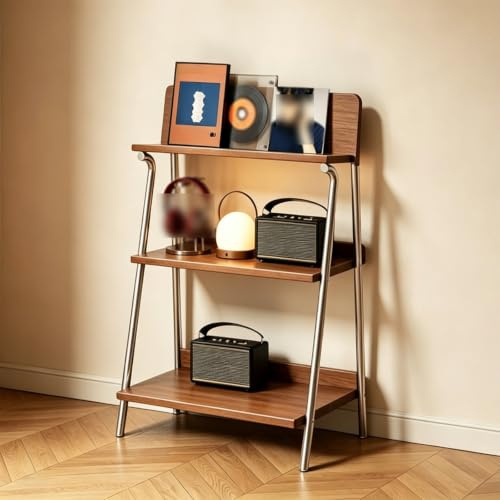 Mobile Hifi in Legno Massello Quercia 3 Livelli, Giradischi Vintage | Mobile Vinili per Giradischi, Libri, Amplificatore e Accessori Audio Casa