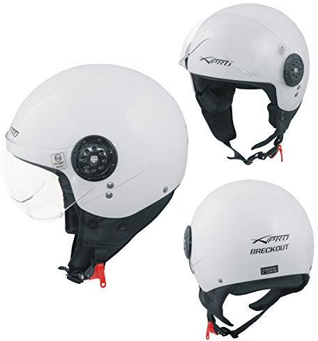 Motorradhelm Motorrad Roller Jet Demi Helm Scooter Homologiert Avio Visor Weiss S