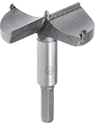 sourcing map Forstner Drill Bits 65mm, Tungsten Carbide Wood Hole Saw Auger Opener Woodworking Hinge Hole Drilling Boring Bit Cutter Gray
