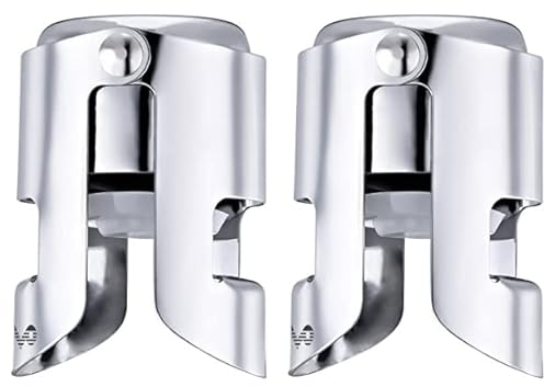 OWO Sektverschluss Sektflaschenverschluß Champagner Verschluss Flaschenverschluss Edelstahl Champagnerstopfen Sektkorken für Schaumweine Sekt Champagner (2 Stück Silber)