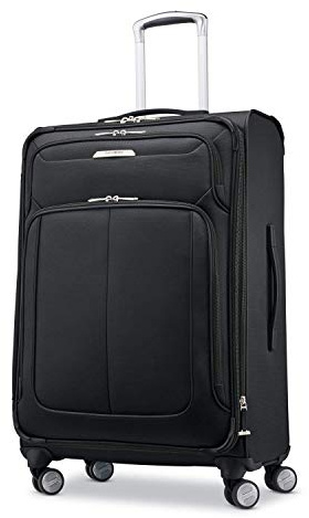 Samsonite Solyte DLX Softside Expandable Luggage with Spinner Wheels, Midnight Black, Checked-Medium 25-Inch