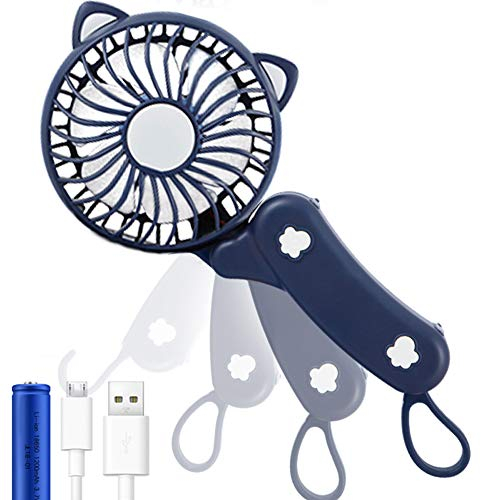 DUYER Ventilador USB pequeño, Plegable Ventilador USB, Mini Recargable 3 Velocidades energía eólica Adecuado para Estudiante Célula compartida Cama
