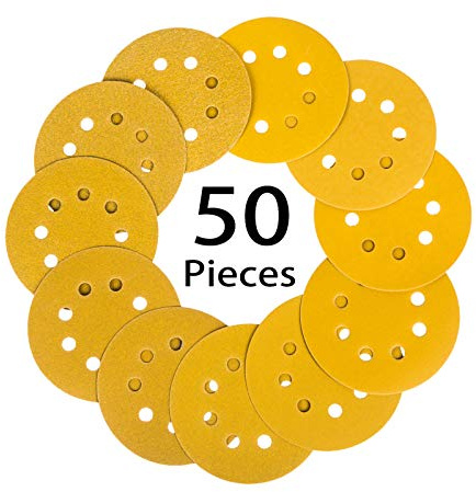 STEBRUAM Dischi Abrasivi 125 mm Carta Abrasiva per Levigatrice Orbitale 8 Fori, 10x 60/100/240/320/600 Grana carta abrasiva per levigatrice(50 pezzi)