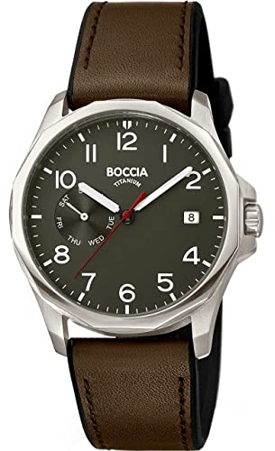 Boccia Herren. Analog Quarz Uhr mit Kautschuk Armband 3644-01