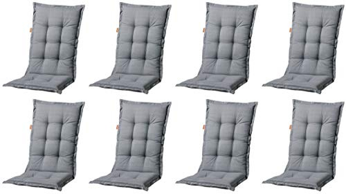 Madison Luxus Hochlehner Auflage Grim, 120 x 50 x 8 cm, 8er-Set | Schaum-/Vliesfüllung, Baumwollmischgewebe
