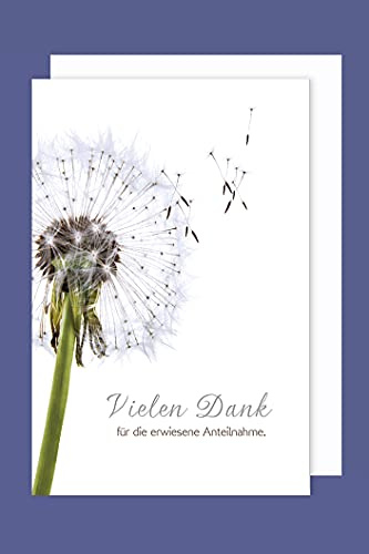 Trauer Danksagung 5er Mehrstückpackung Danke Pusteblume 5 Karten 15x11cm