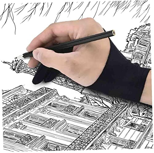 2 Stücke Black Tablet-Zeichnung Anti-fouling-handschuh-künstler-Zwei-fingerhandschuh Für Grafik-Tablet, Kunst-erstellung Und Pro-Bleistift-fit Für Die Rechte Hand Oder Für Die Linke Hand