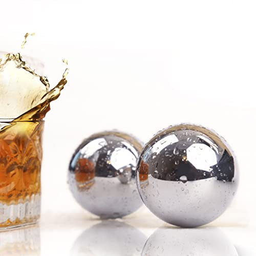 2 Pack Ice Cubes Whiskey Stones – Reusable Stainless Steel Whiskey Stones – Chilling Stones for Your Favorite Beverage – Easy to Use Metal Stones Ideal for Scotch, Bourbon, and Irish Whiskey