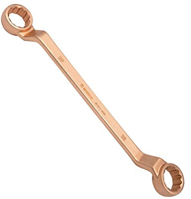 WEDO Clé coudée à double extrémité non étincelle 75 degrés, Clé a pipe de sécurité sans étincelles, cuivre béryllium, non magnétique, norme DIN, certificat BAM et FM, 30 x 32 mm de largeur