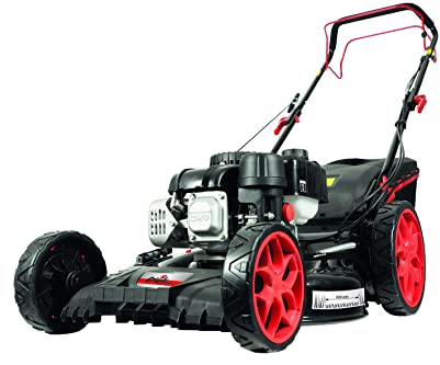 Grizzly Tools Benzin Rasenmäher 4in1 - Stahlgehäuse - 51 cm Schnittbreite - 171cc 4-Takt Motor - Mulchen -Seitenauswurf - 70 l Fangkorb - Radantrieb - Reinigungsfunktion