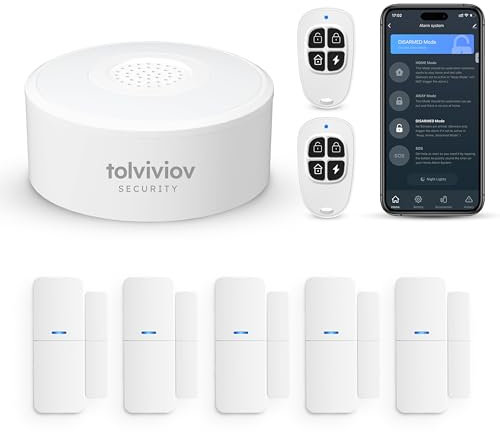 WiFi Home Security System, 8-Piece Alarm Kit with 120dB Siren & Sensors