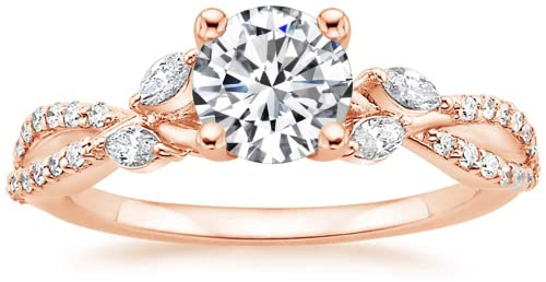2 Carat(CTTW) Moissanit Verlobungsring für Frauen *GRATIS PREMIUM ETUI mit GRAVUR* Ring Damen Silber 925 Simulierte Diamant Hochzeitsring mit GRAVUR Silberring Frau Verlobungsringe Damenring (Rose)
