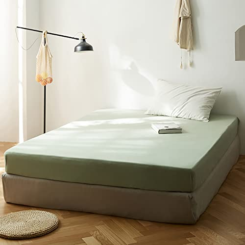 Michorinee Spannbettlaken 180x200cm Sommergrün Grün Boxspringbett Topper Superweiches Microfaser Bettlaken Einfarbig Spannbetttuch für Matratze bis 25 cm Hohe