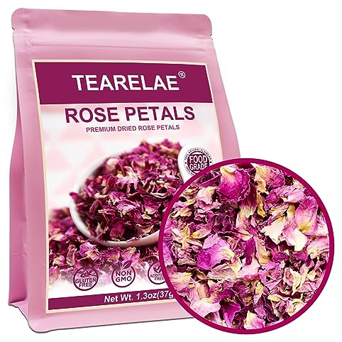 TEARELAE - Dried Rose Petals - Top-Grade Pure Natural Edible Flowers - Use for Tisanes, Baking, Candle Making, Soap Making and Handicraft - 1.3oz/37g