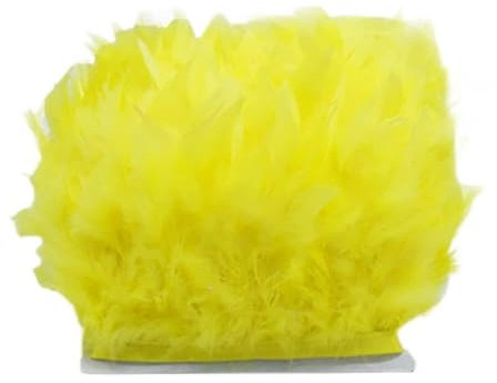 Uposao 5M Türkei Federn Fringe Trim,Natürlichen Feder Fransen für Kleid Nähen Handwerk Kostüme Dekoration DIY Deko Federn basteln, Zuhause Dekor,Halloween Federband Bastelzubehör,Gelb
