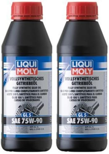 LIQUI MOLY Vollsynthetisches Getriebeöl (GL5) SAE 75W-90 | 500 ml | Getriebeöl | Hydrauliköl | Art.-Nr.: 1413 (Packung mit 2)
