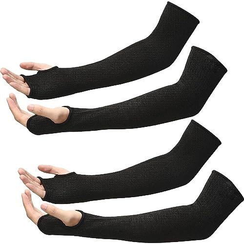 Mangas de protección para brazos, corte de nivel 5, 2 pares, protectores de mangas resistentes al calor para piel fina, moretones, hombres y mujeres (D)