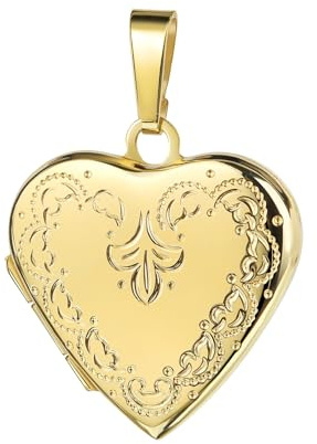 JEVELION Herz Medaillon 585 Gold Herz-Amulett für 2 Bilder zum Öffnen für Damen mit Halskette und Schmuck-Etui