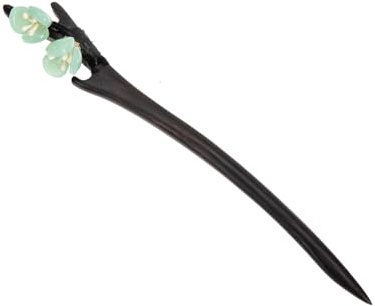 Housoutil Bacchette per Chioma Vintage a Forma di Fiore in Ebano e Vetro Verde, Resistenti alla Corrosione e Leggere, per Acconciature da Sposa e Uso Quotidiano