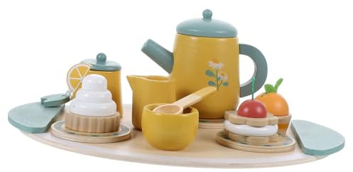 ibasenice Spielzeug 1 Satz Simulation von Teeservice-n küchenspielzeug für Kinder Kitchen Toys for Kids Teeparty-Set aus Holz Teeservice Kinderspielzeug Teekessel Mädchenspielzeug Nachtisch