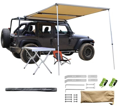 LYUCAYHQ Outdoor Einziehbare Fahrzeug Markise Dachträger Markise Camping 200 x 250 cm Overlanding Ausziehbare wasserdichte Auto Markise PU2000 mm UV50+ für SUV/LKW/Van