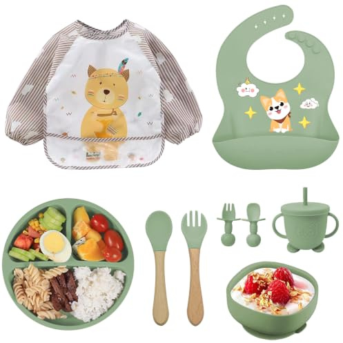 Oskuglin 9 piezas Set Comida Bebé Silicone sin BPA desde 6 meses