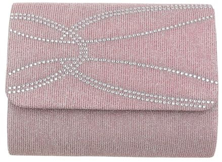 Ital Design SEHR KLEINE DAMEN ABENDTASCHE SYNTHETIK CLUTCH SCHULTERTASCHE MIT STRASS ALTROSA