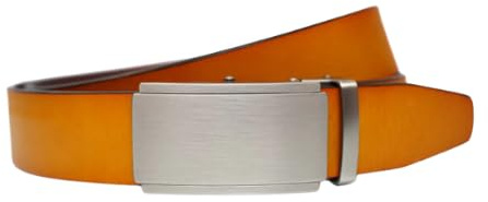 BELTIMORE Automatikgürtel - hochwertiger Automatik Gürtel aus echtem Büffelleder - individuell kürzbar - Ratschengürtel - Herrengürtel mit Automatikschnalle - 130 cm (Margiold x Silver Line)