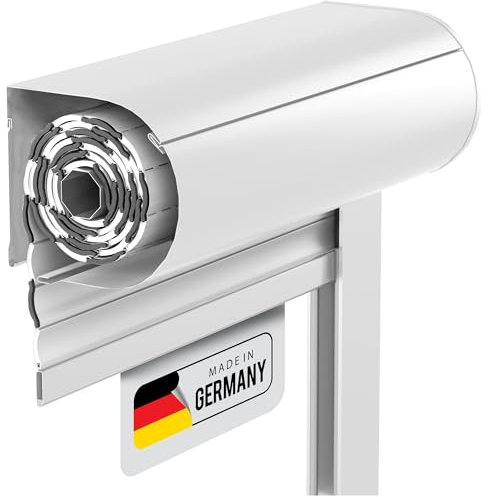 Rollwin Vorbaurollladen Elektrisch - Weiß ähnl. RAL 9016 KOMPLETTES SYSTEM - Aluminium Rolladenkasten 170mm mit Rollladenmotor und Rolladenführungschienen zum Nachrüsten DEUTSCHE Produktion