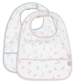 Jollein Bavaglino Baby – Lovey Birds – Confezione da 2 bavaglini impermeabili – con chiusura in velcro – bavaglini – bavaglino per bambini