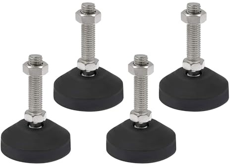 RHUAFET Lot de 4 pieds réglables M12 x 50 mm - Vis de réglage M12 - Pied de meuble - Peut supporter 400 kg - Pieds réglables - Vis réglables - Pied réglables - Inclinaison maximale de 15 ° (4 pièces