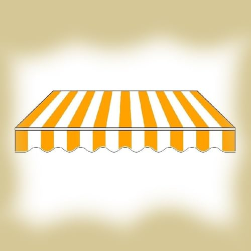 KADEUX Markisenbespannung Canvas Ersatz Für Einziehbare Klemmmarkise Wasserdichtes, Markisen Vordach Einziehbare Abdeckung, Mit Volant, Anpassbar(Yellow,19.7x9.8ft/600x300cm)
