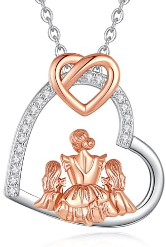 INFUSEU Gåvor till mamma, mamma och döttrar halsband 925 sterling silver hängsmycke mamma smycken gåva döttrar, Sterlingsilver