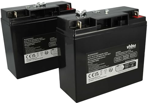 vhbw 2 x batteri kompatibel med APC SUA1000XL, SUA1500, SUA1000XLI, SU1400X93, SUA1500I, SU700XL, SU1400X106, SU1400X145 USV (18000 mAh, 12 V, AGM)