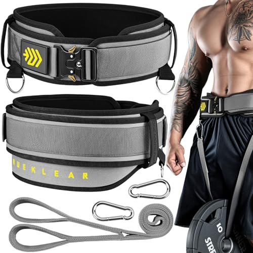 MANUEKLEAR 2-in-1 Gewichthebergürtel & Dip-Gürtel mit 92cm Seil, Doppellagiger Gewichtsgürtel Herren Frauen, Gym Lifting Belt für Klimmzüge Kniebeugen