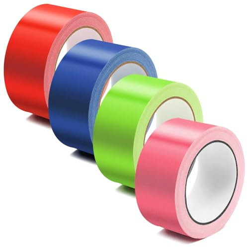 LINYIJOY 4 rotoli da 5 cm x 10 m, nastro adesivo colorato, nastro corazzato, nastro adesivo in tessuto, impermeabile, per riparazioni, fai da te industriale (4 colori)