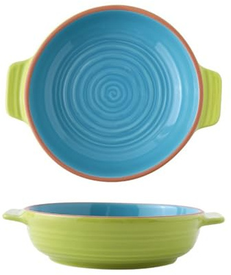 Auflaufform Klein Keramik, Rund Lasagneform Ofenform Keramik Set Pastetenform Lasagne Pfannen Porzellan Backform Mit Griff Für Lasagne Tiramisu Auflauf (1000ML C)