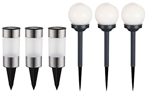 GLOBO 6er Set LED Solar Kugel Steck Lampen Garten Terrassen Beleuchtung Erdspieß Leuchten Edelstahl