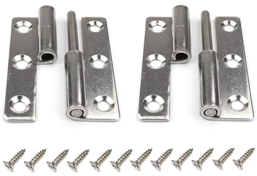 Lift Off Door Hinges, Heavy Duty Window Detachable Hinge 304 Stainless Steel for Internal External Doors (RightHanded, 4inch-2pcs)