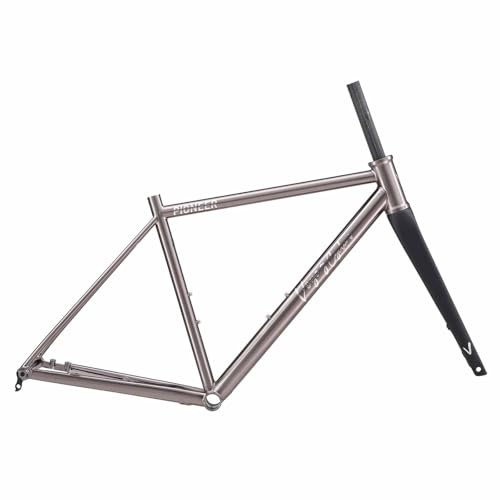 BSFHQS Cr-mo Stahl Fahrrad Rahmen 700C Rennrad Rahmenset 44 47 50 53cm Scheibenbremsrahmen Steckachsenrahmen 100/142mm Mit Carbonfaser Gabeln BSA BB68mm(Gunmetal,50cm)