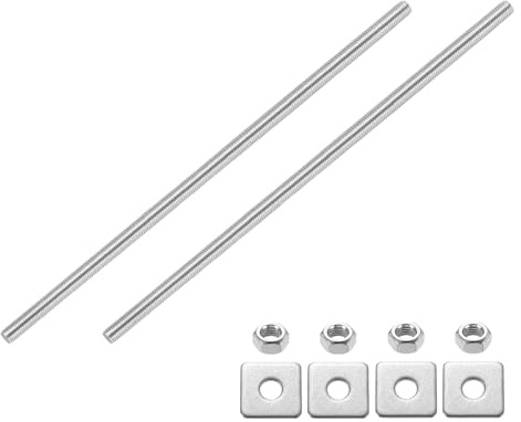 sourcing map Lot de 2 tiges entièrement filetées, filetage M10-1,5, longueur 350 mm, clous entièrement filetés en acier inoxydable avec écrous et rondelles pour pinces, cintres et boulons en U