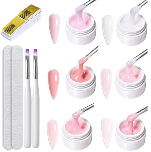 Builder Gel pour ongles, 6 couleurs, gel de construction pour ongles en gel, rose, gel UV pour extension et modelage, vernis à ongles pour bricolage